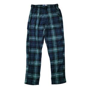 Old Navy Pajama Pants Men’s Medium Tall Blue Green Plaid Flannel Cotton